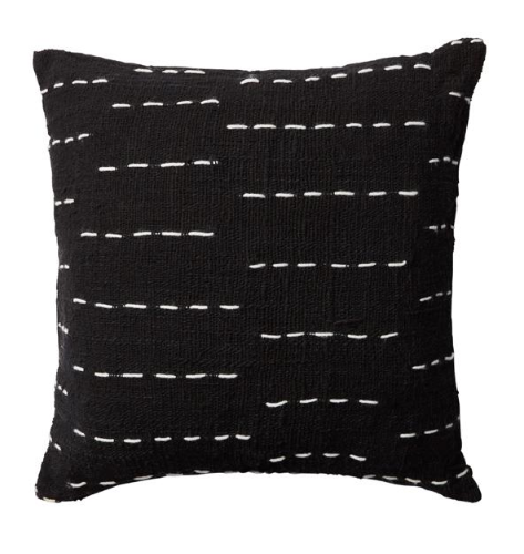 Black Cushion with White Stitching