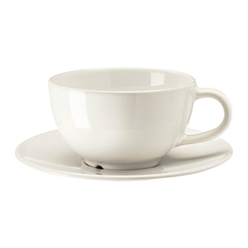 Teacups & saucers, off white - set of 6